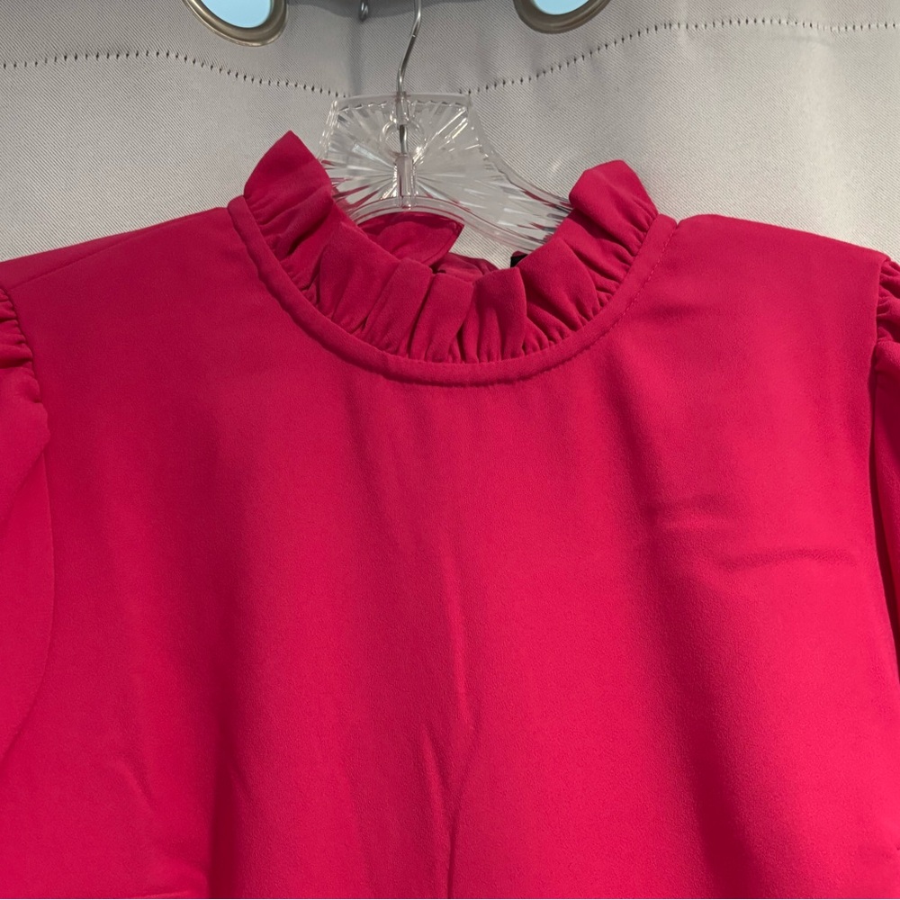 NWT - J. Crew Pink Ruffle Neck Top